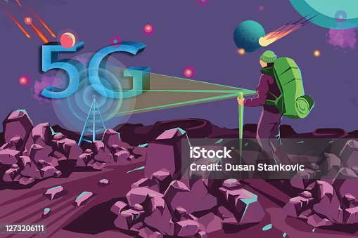 istock Global 5G internet network. 5G waves in outerspace 1273206111