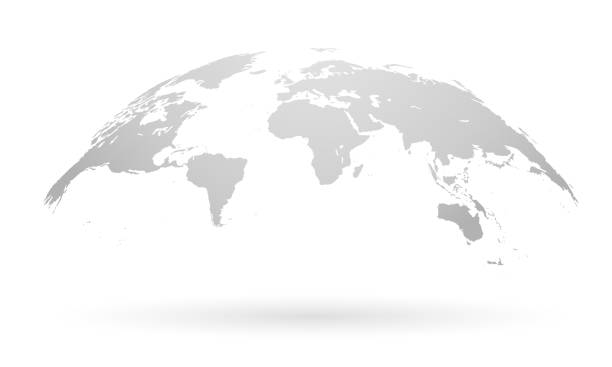 illustrazioni stock, clip art, cartoni animati e icone di tendenza di mappa globale del mondo curvo - illustrazione vettoriale del pianeta terrestre - italia mondiali