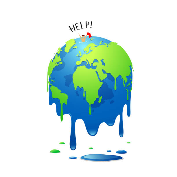 Global Melting, concept global warming, people help Global Melting, concept global warming, people help in the sea, vector illustration climate change stock illustrations