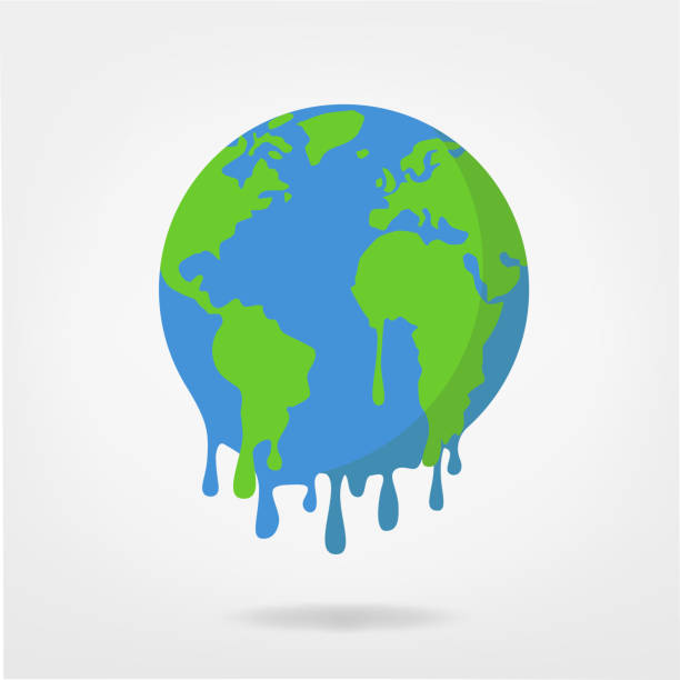 illustrazioni stock, clip art, cartoni animati e icone di tendenza di riscaldamento globale / cambiamento climatico illustrazione del mondo - vettore terrestre - - cambiamento climatico