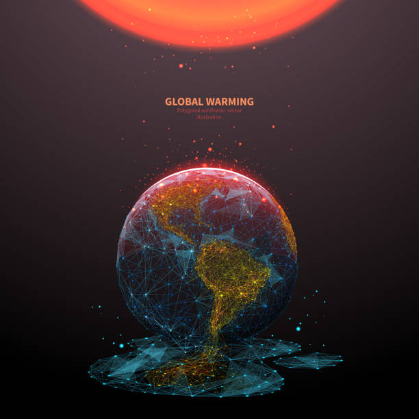 ilustrações de stock, clip art, desenhos animados e ícones de global warming low poly banner template - climate change