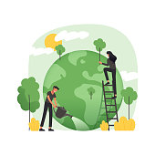 istock Global Warming Related Modern Flat Style Vector Illustration 1300983804