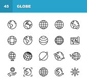20 Globe Outline Icons.