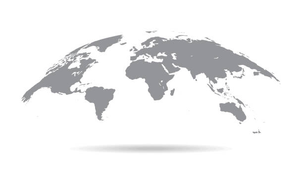 globe kavisli dünya haritası-vektör - kıta coğrafi bölge stock illustrations