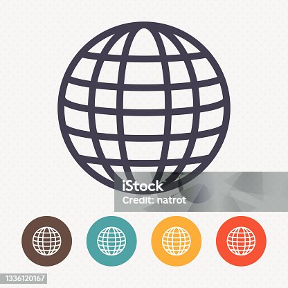 istock Globe earth icon on dot pattern background 1336120167