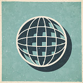 istock Globe. Icon in retro vintage style - Old textured paper 1327149449