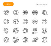 Globe Icons (Editable Stroke)