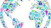 Globe  New Year Celebration Party. This illustration features the main shape composed of New Year Celebration icons. The vector icons fill in the object and form a seamless pattern. The icons vary in size and color and the background is light.  The icons include such New Year favorites as holiday party, New Year’s clock, dancing, cityscape fireworks and many more.