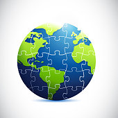 Globe puzzle illustration design over a white background