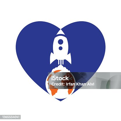 istock Globe rocket vector logo design template. 1365554041