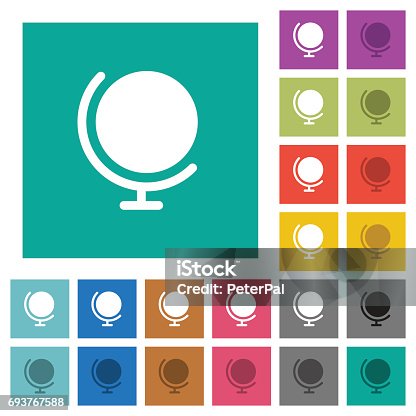 istock Globe square flat multi colored icons 693767588