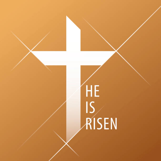 Glorious Cross To celebrate the resurrection of Jesus Christ from the dead on the date of Easter with geometric cross concept on the gold colored background religious cross backgrounds stock illustrations