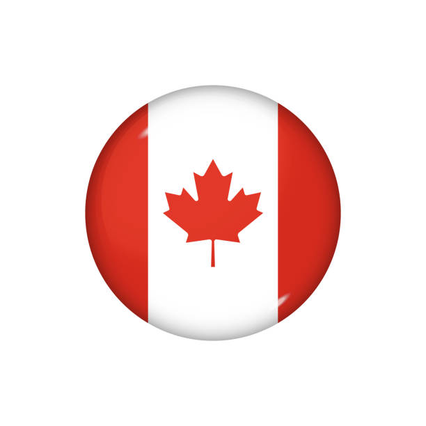 カナダの光沢のある旗のアイコン - 缶バッチ点のイラスト素材／クリップアート素材／マンガ素材／アイコン素材