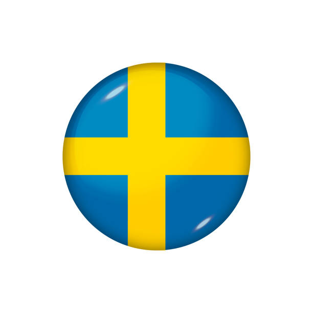bildbanksillustrationer, clip art samt tecknat material och ikoner med glansig flagga ikon ofsweden - uppsala