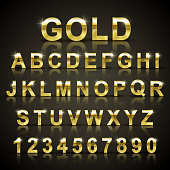 glossy golden font design set over black background