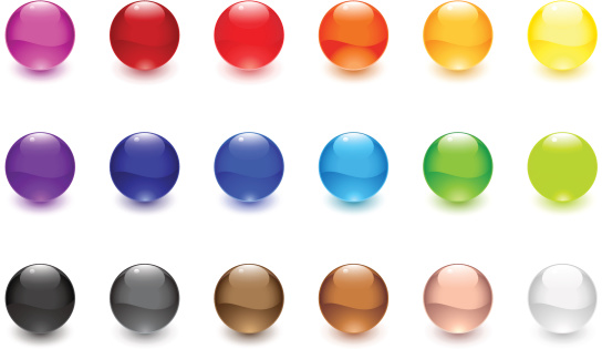 A set of glossy spheres.