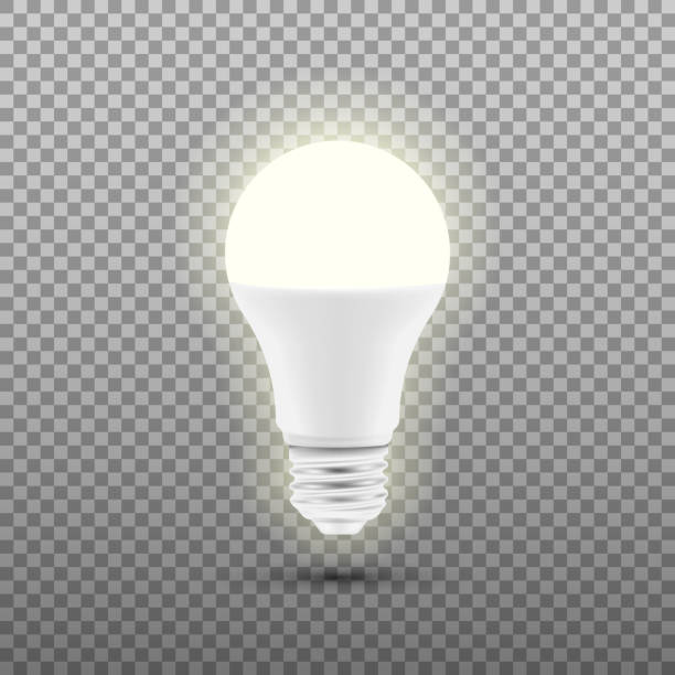Glowing LED bulb isolated on transparent background. Vector illustration. Glowing LED bulb isolated on transparent background. Vector illustration. Eps 10. led light stock illustrations