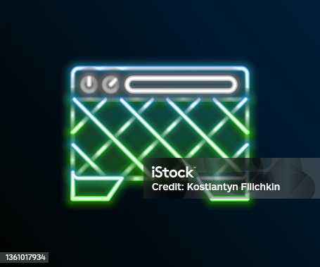 istock Glowing neon line Guitar amplifier icon isolated on black background. Musical instrument. Colorful outline concept. Vector 1361017934