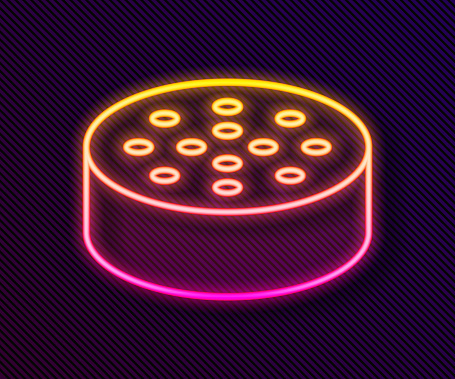 Glowing neon line Water sensor icon isolated on black background. Vector