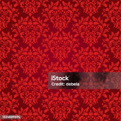 istock Glowing Red Damask Luxury Decorative Textile Pattern 1324889695