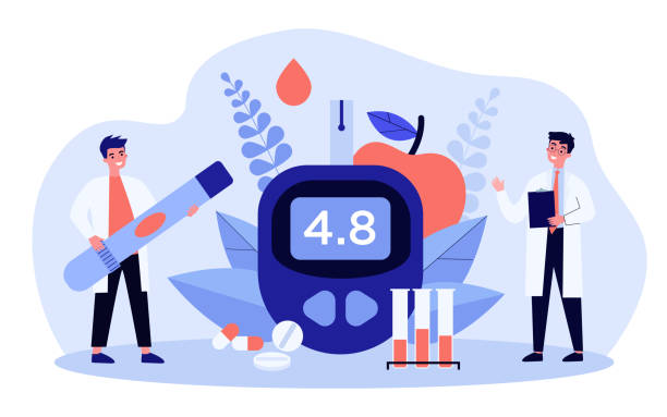 ilustrações de stock, clip art, desenhos animados e ícones de glucose level and diabetes concept - diabetes