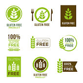 Gluten free icons - can illustrate any food and diet topics - allergies, natural, healthy lifestyle