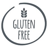 grey Gluten Free circle logo, vector symbol for food