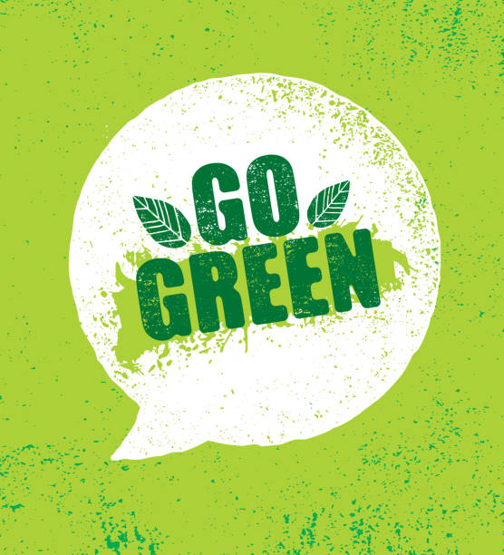 illustrations, cliparts, dessins animés et icônes de go green organic eco motivation speech bubble - ecology