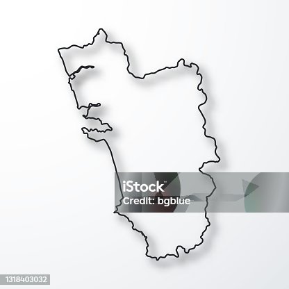 istock Goa map - Black outline with shadow on white background 1318403032
