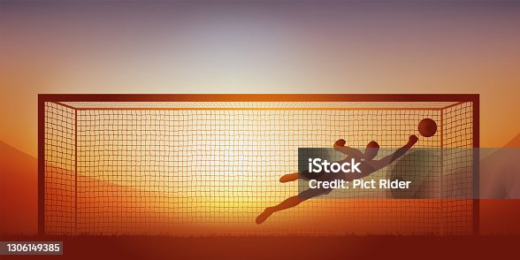 istock A goalkeeper's stoppage during a football match. 1306149385