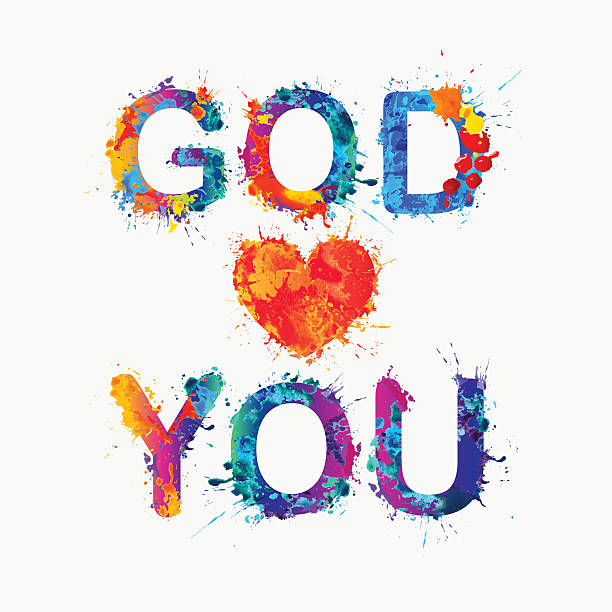 stockillustraties, clipart, cartoons en iconen met god loves you. - god
