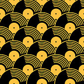 istock Gold And Black Vinyl Records Seamless Pattern 1147018643
