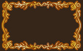 Gold classical antique decorative frame on brown background. To be used for holidays, celebrations or happy events