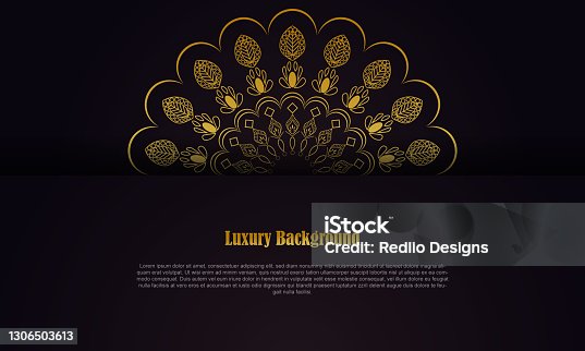 istock Gold black ornament frame vector stock illustration 1306503613