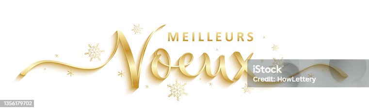 istock MEILLEURS VOEUX gold brush calligraphy banner (SEASON'S GREETINGS in French) 1356179702