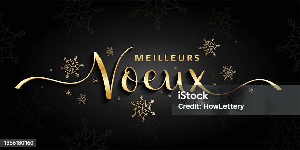 istock MEILLEURS VOEUX gold brush calligraphy banner (SEASON'S GREETINGS in French) 1356180160