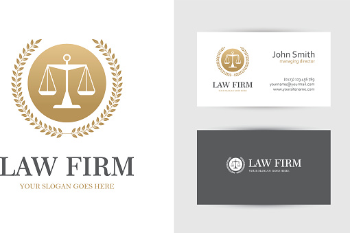 Gold Colored Law Symbol With Scales Stock Illustration - Download Image Now  - Business Card, Lawyer, Law - iStock