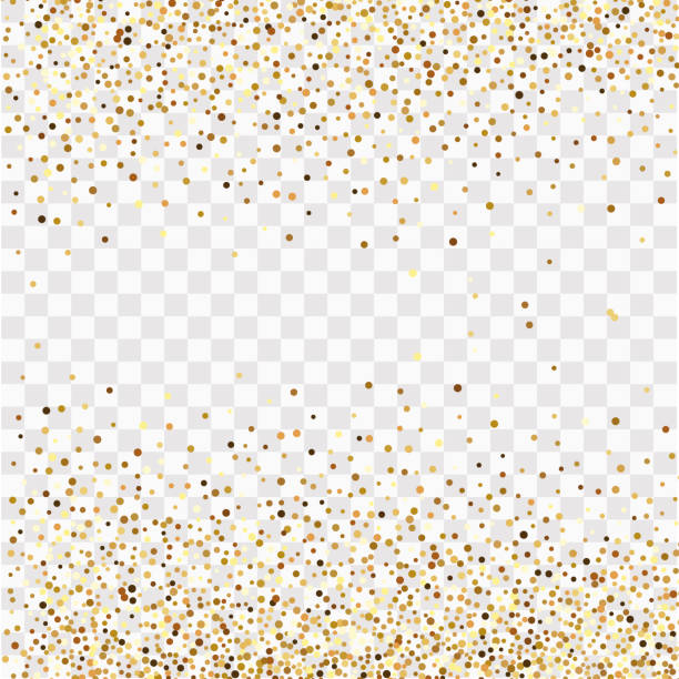 투명 한 배경에 금 색종이, 금 색종이의 프레임 - confetti stock illustrations
