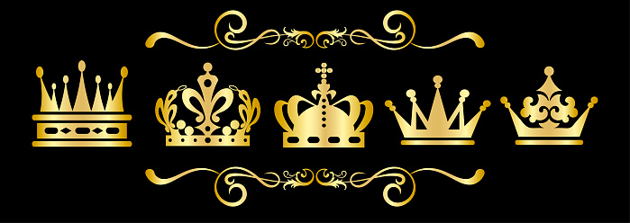 Gold Crown On Black Background Stock Illustration - Download Image Now