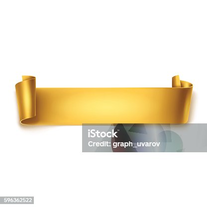 istock Gold detailed curved ribbon isolated on white background. 596362522