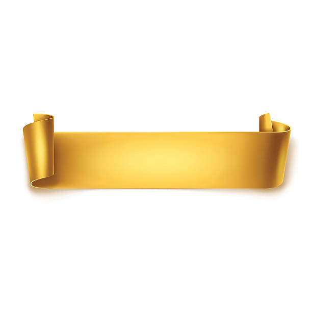 白い背景に分離された金の詳細な湾曲したリボン。 - リボン点のイラスト素材／クリップアート素材／マンガ素材／アイコン素材