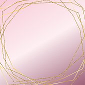 Gold Frame with Pink Gradient  Background. Design Element for Greeting Cards and Wedding, Birthday and other Holiday and Summer Invitation Cards Background.