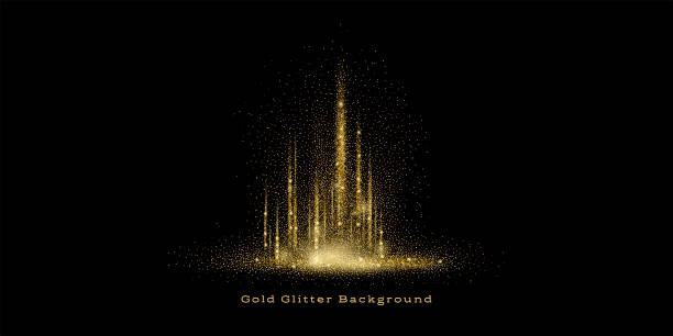 Gold Glitter Background Vector background with gold glitter particles. Flash of light with sparkling texture. lightweight stock illustrations