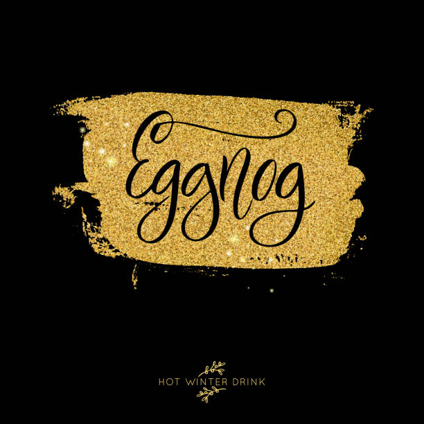 Gold Glitter Background Vector Eggnog. Shiny gold glowing glitter vector lettering quote. Christmas sparkling star dust.
Hot winter holiday alcohol drink glowing illustration. eggnog stock illustrations