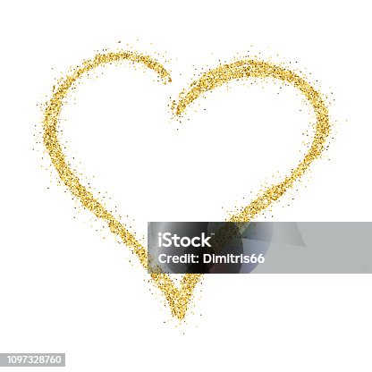 istock Gold glitter hand drawn vector hearts on white background 1097328760