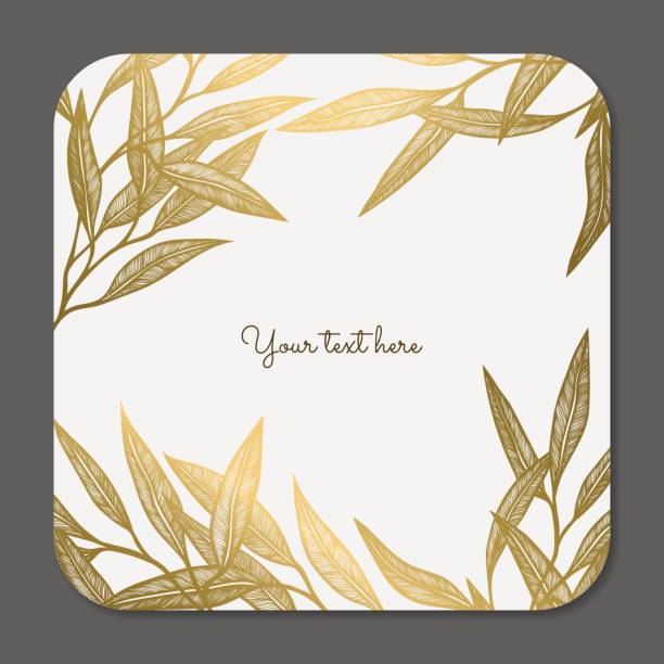 Gold leaves Vector decorative collection of floral frame metal drawings stock illustrations