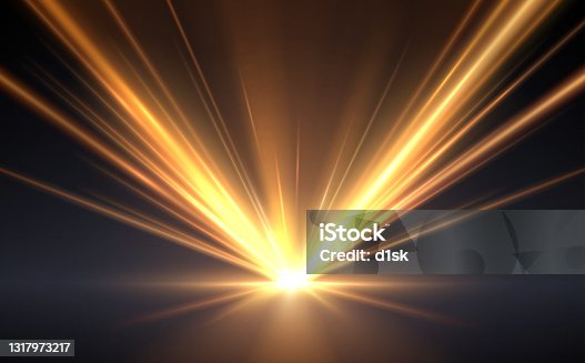 istock Gold light rays effect background 1317973217