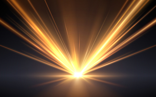 Gold light rays effect background in vector