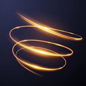 Gold light spiral effect in vector