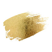 Gold paint smear stroke stain set. Abstract gold glitter texture art illustration. Vector